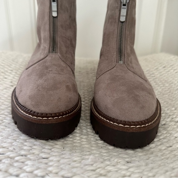 NEW Brown Tan Suede Zip Up Chelsea Lug Boot -- Size 6.5 - Picture 3 of 16